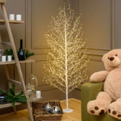Albero luminoso Tiglio bianco 2 m, 1120 microled bianco caldo, uso interno