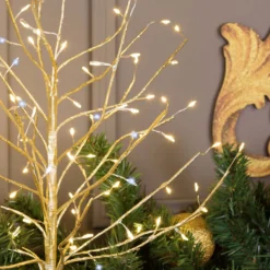 Albero luminoso Tiglio champagne 0,45 m, 108 microled bianco caldo e bianco freddo, uso interno