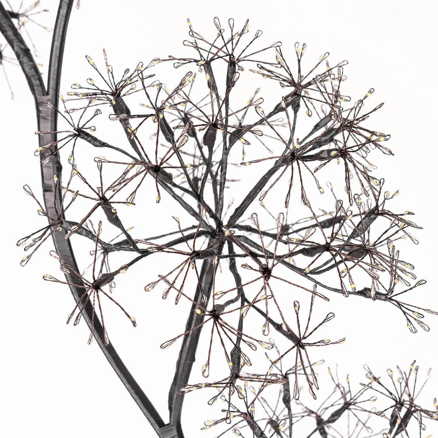 Albero Ramo 5 sfere RICCO nero, h 1,2 m, 1200 microled bianco caldo, uso interno