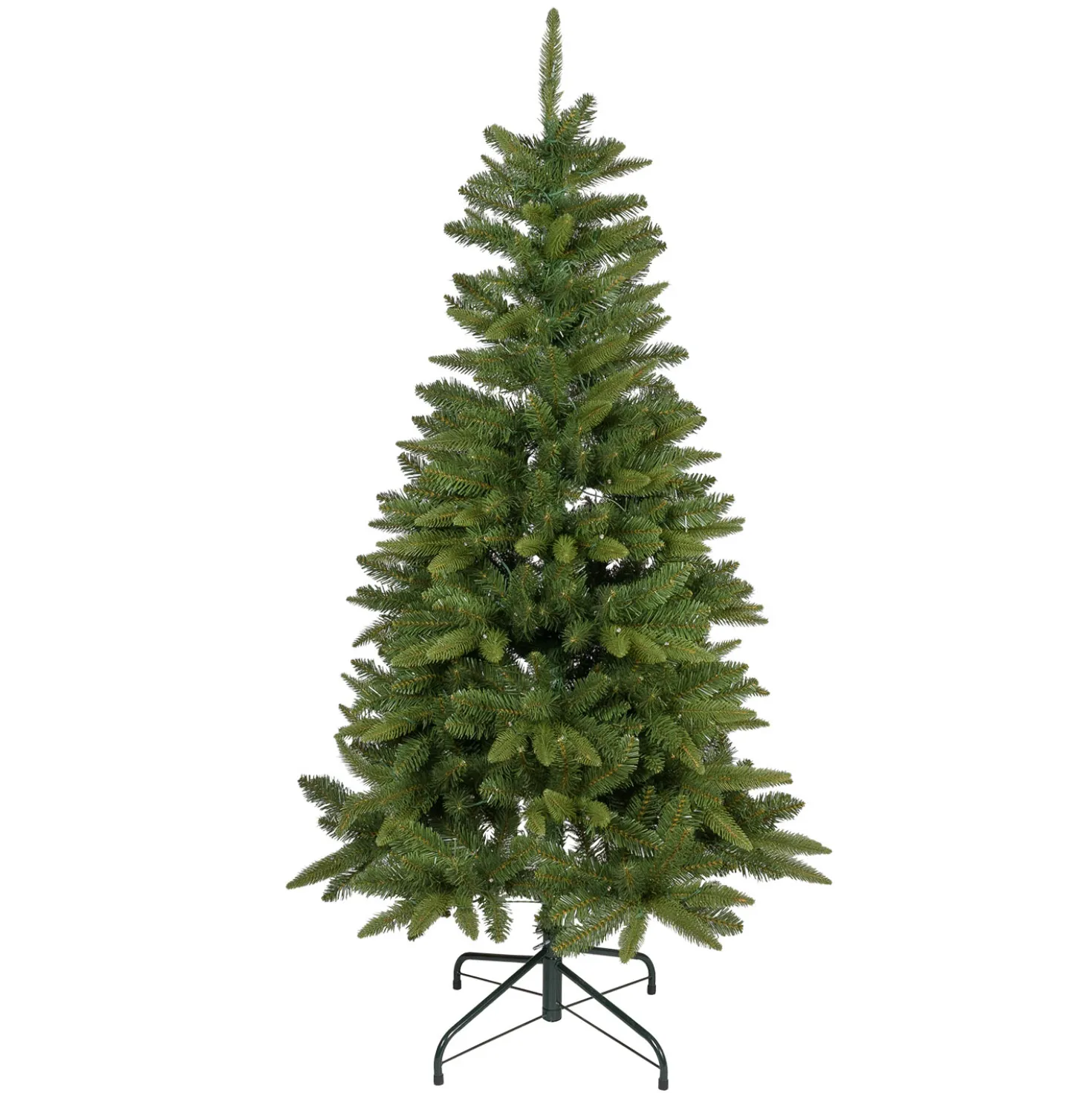 Albero Slim in finto pino 150 cm, 200 led integrati bianco caldo