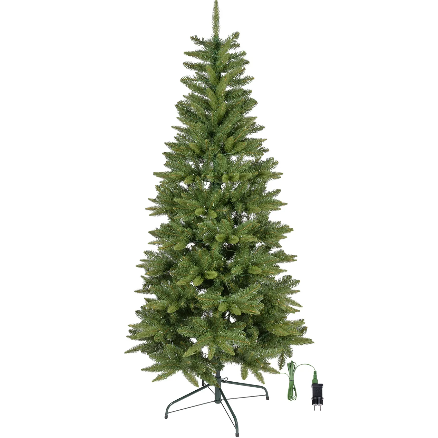Albero Slim in finto pino 180 cm, 300 led integrati bianco caldo