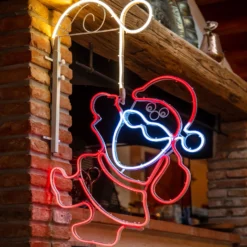 Babbo Natale appeso in tubo effetto neon led