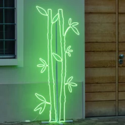 Bambù in tubo effetto neon, led verdi