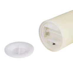 Candela Avorio a Coste per uso esterno, h 12,5 cm, Ø 7,5cm, fiamma 3D con stoppino ed effetto cera sciolta