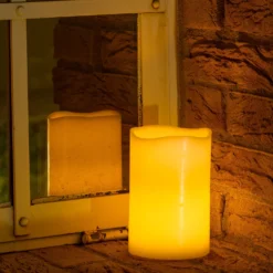 Candela avorio h 15 cm, led bianco caldo