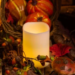 Candela avorio h 15 cm, led bianco caldo