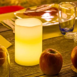 Candela avorio h 15 cm, led bianco caldo