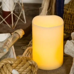Candela avorio h 15 cm, led bianco caldo