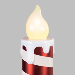 Candela Gigante bianca e rossa a batteria, h 58 cm, effetto fiamma, led bianco caldo