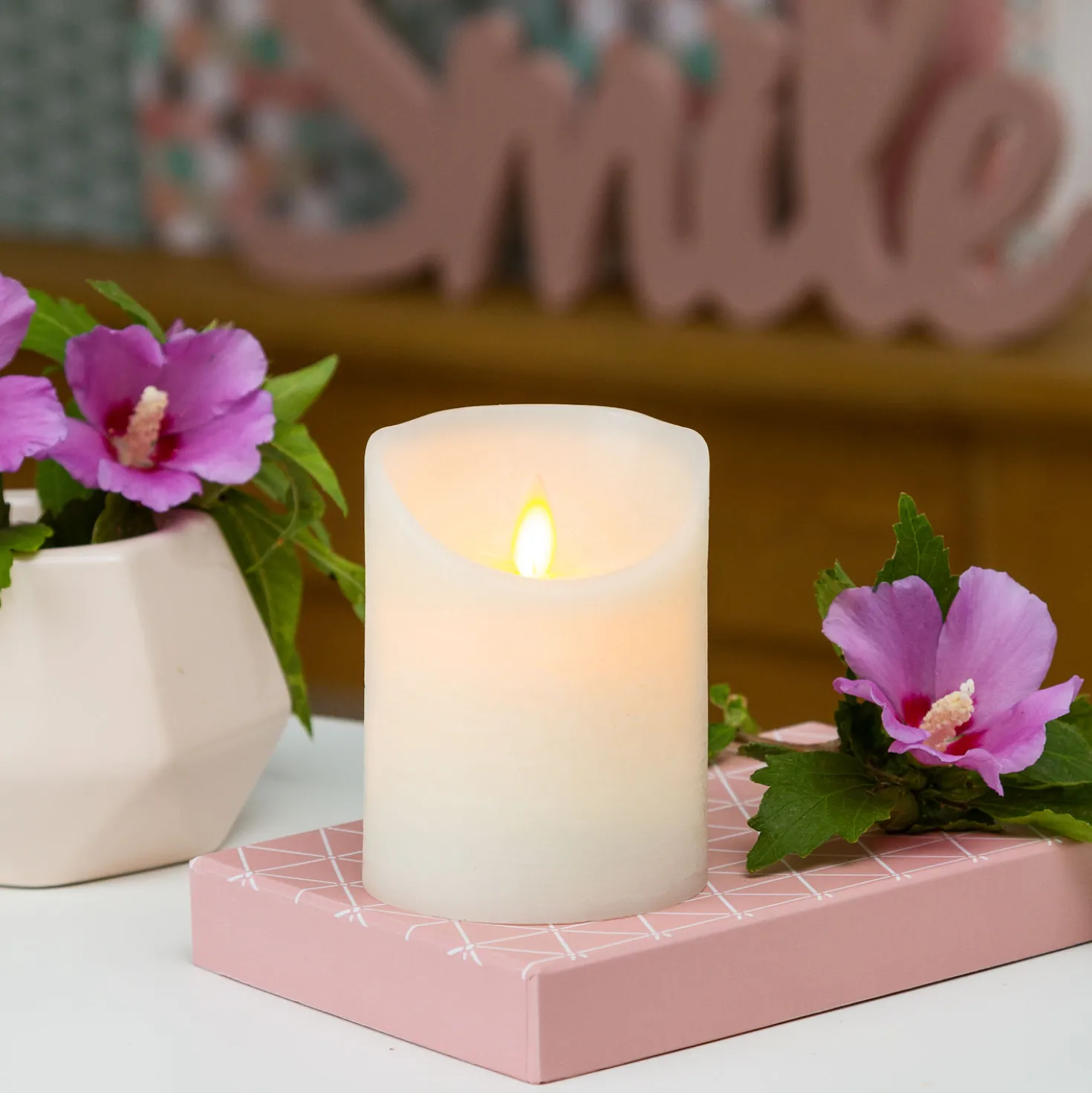Candela Rustic Bianca h 10 cm