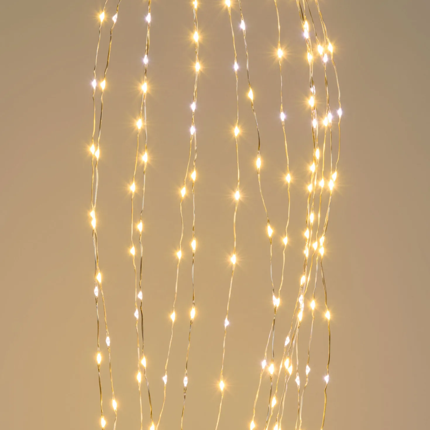 Cascata di luce 5 m, 1500 microled bianco caldo e bianco freddo, cavo argento