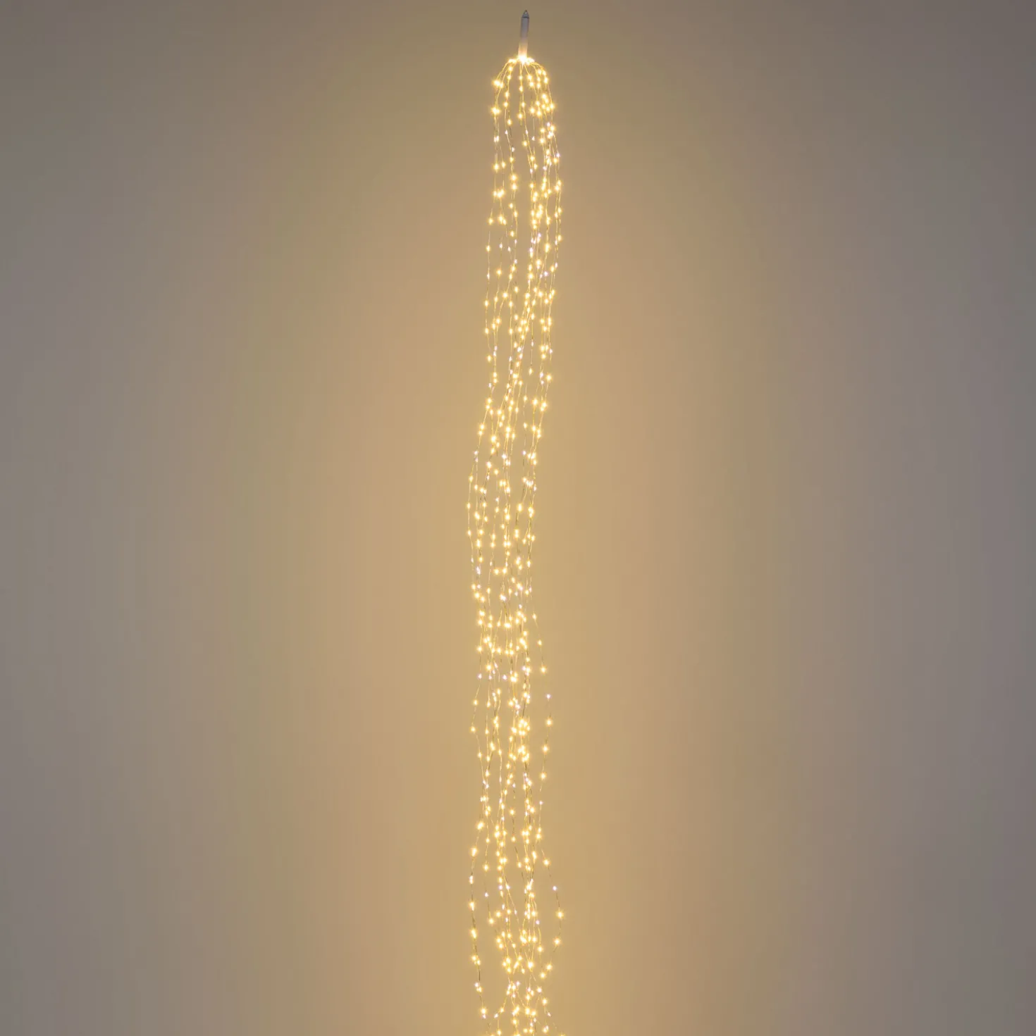 Cascata di luce 5 m, 1500 microled bianco caldo e bianco freddo, cavo argento