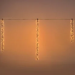 Cascata di luci Connect+ 3 nastri, 300 led bianco caldo, cavo verde, prolungabile