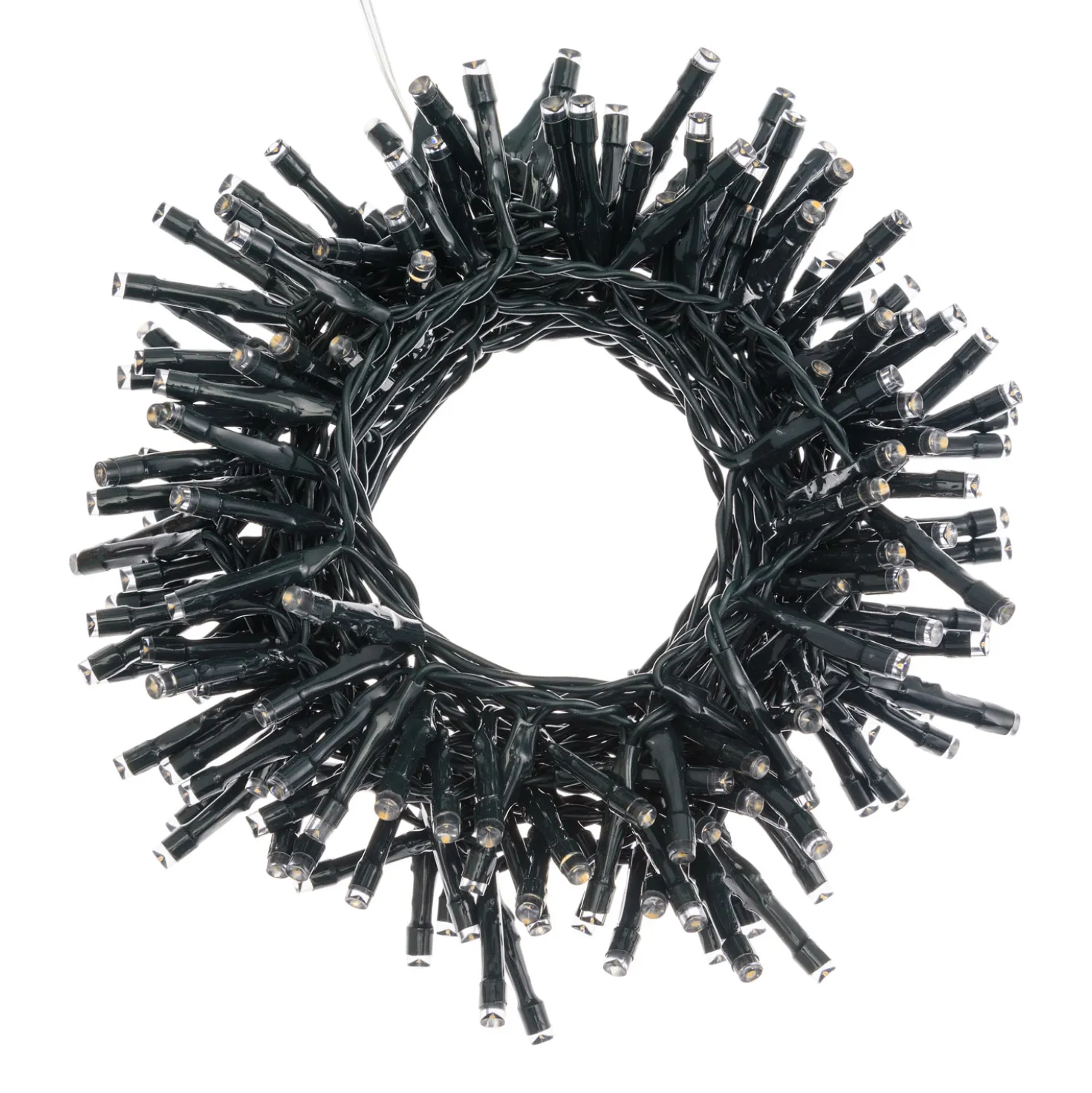Catena a batteria 7,2 m, 180 led bianco caldo, cavo verde, con telecomando