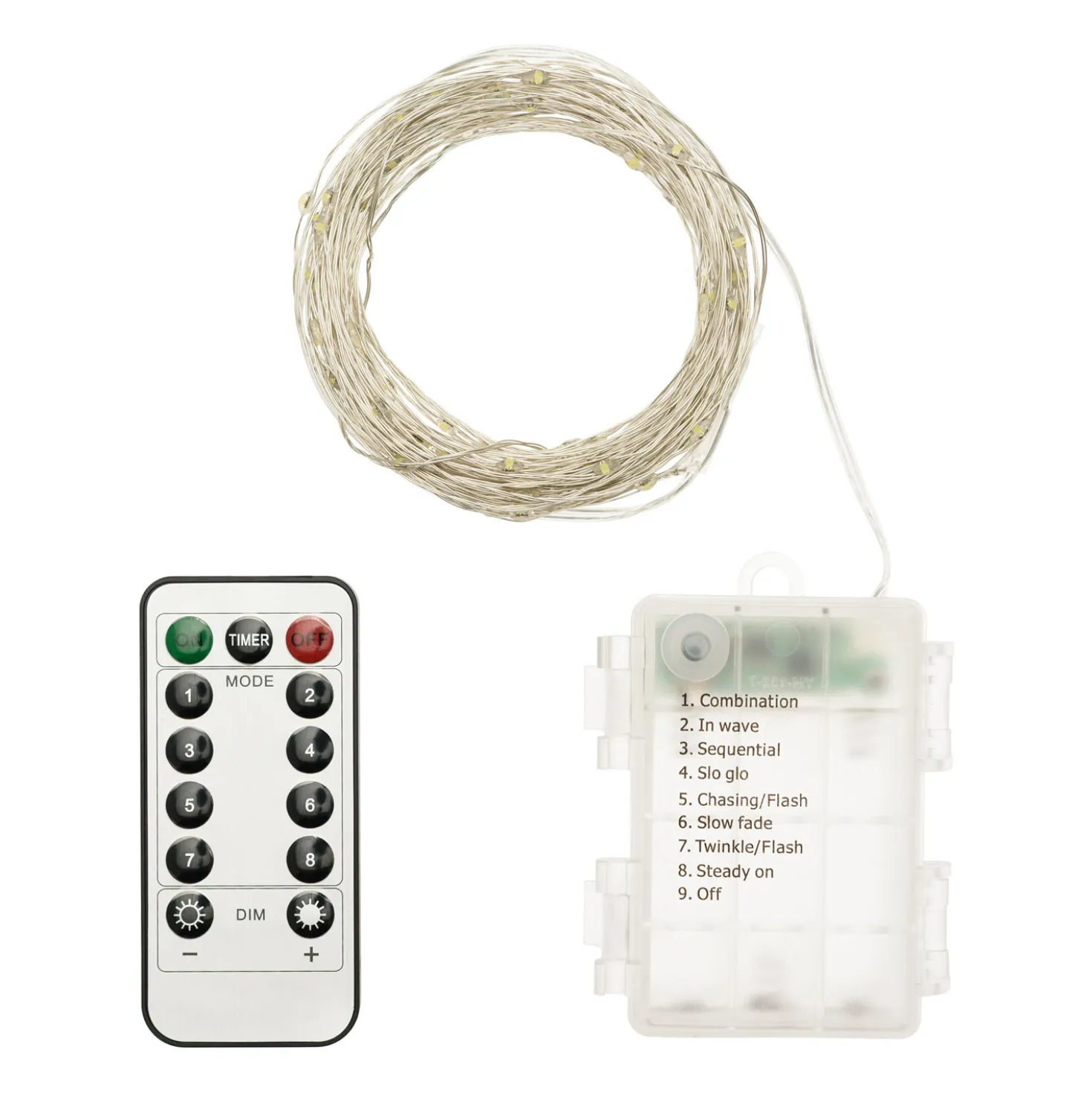 Catena argento a batteria 10 m, bianco caldo