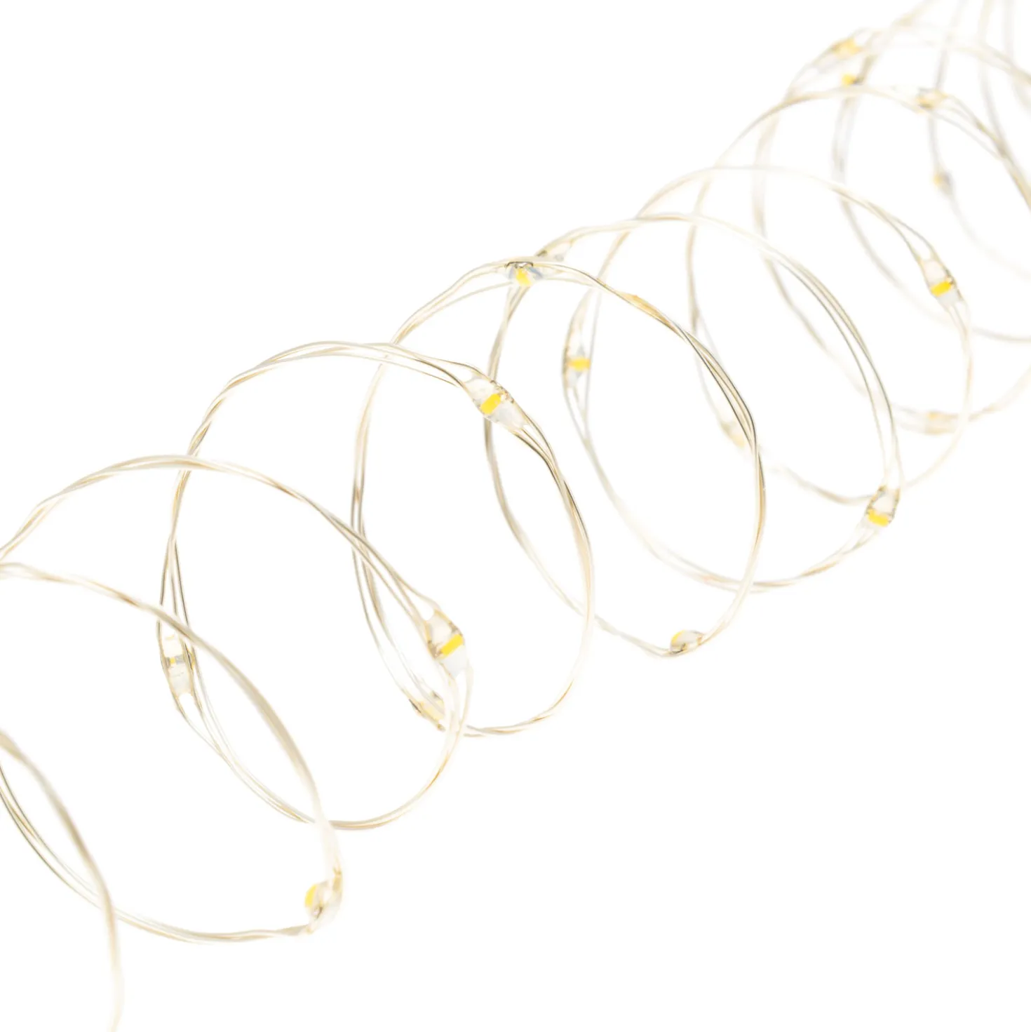 Catena argento 10 m, 200 microled bianco caldo