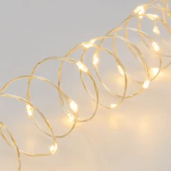 Catena argento 22,5 m, 300 microled bianco caldo