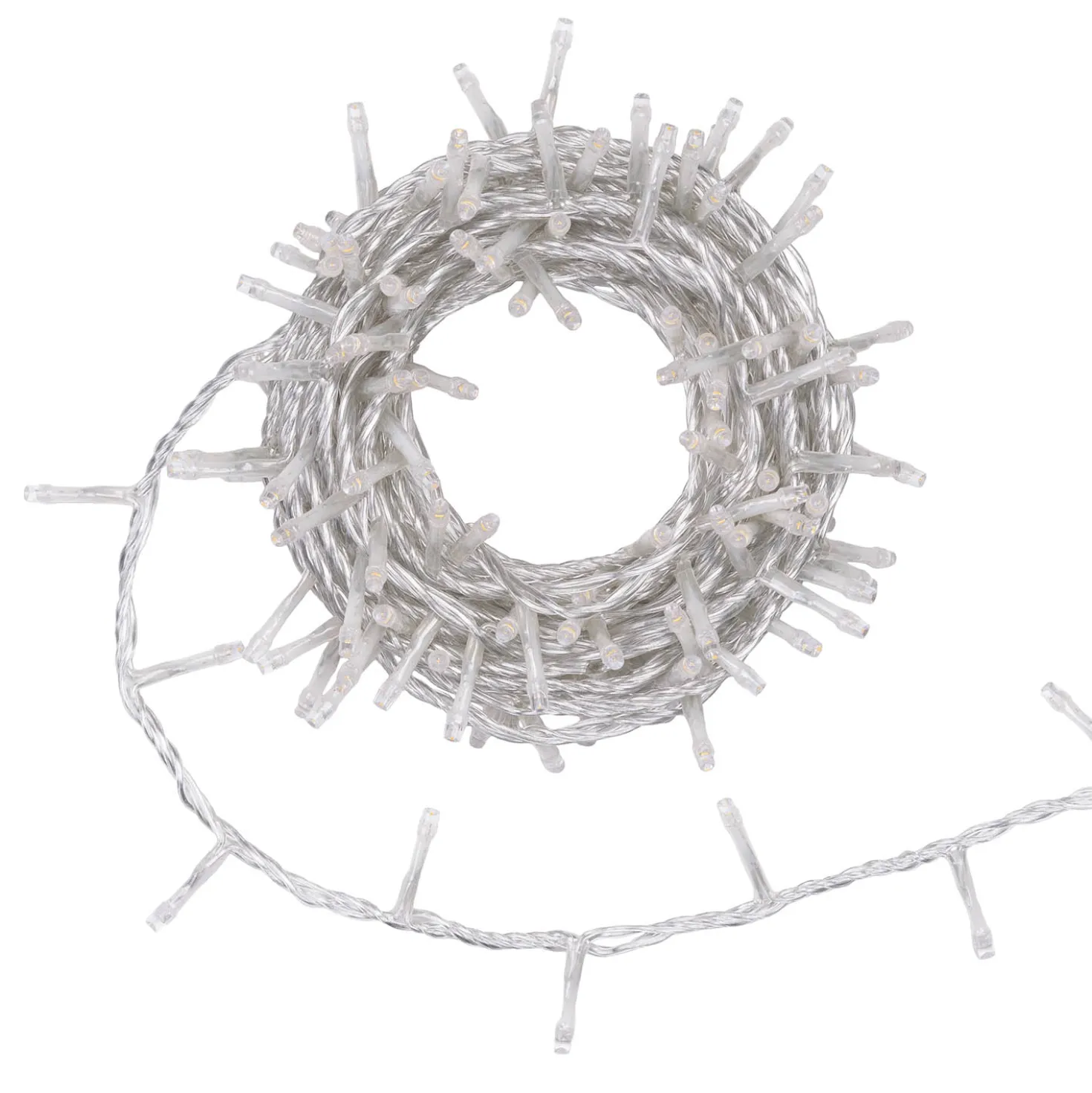 Catena Connect+ 8 m, 160 led bianco caldo, cavo trasparente, prolungabile