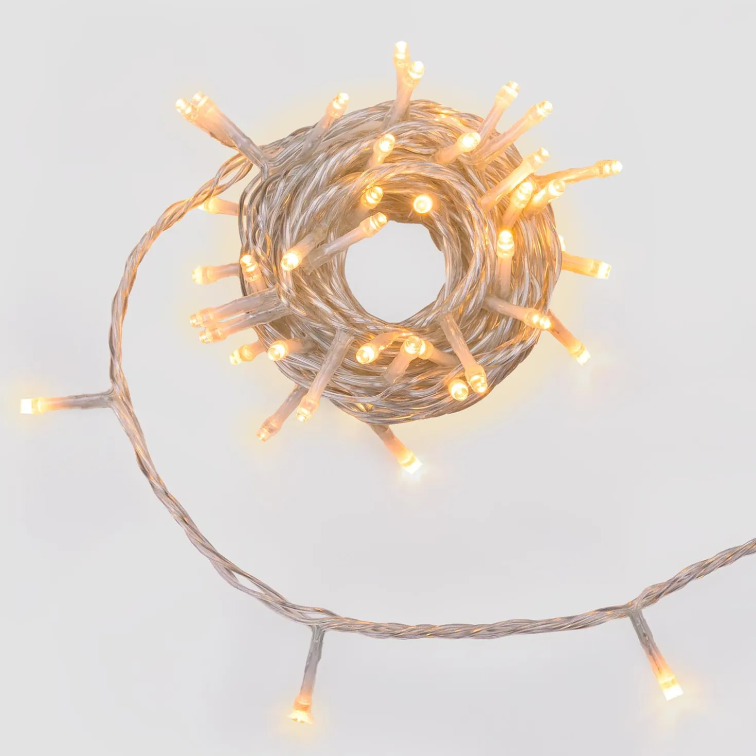 Catena Connect+ 8 m, 80 led bianco caldo, cavo trasparente, prolungabile