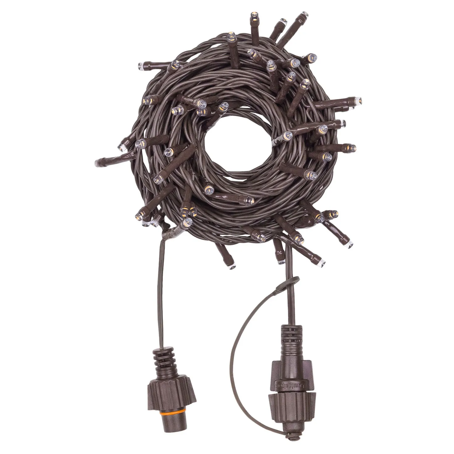 Catena Connect+ 8 m, 80 led bianco caldo, cavo marrone, prolungabile