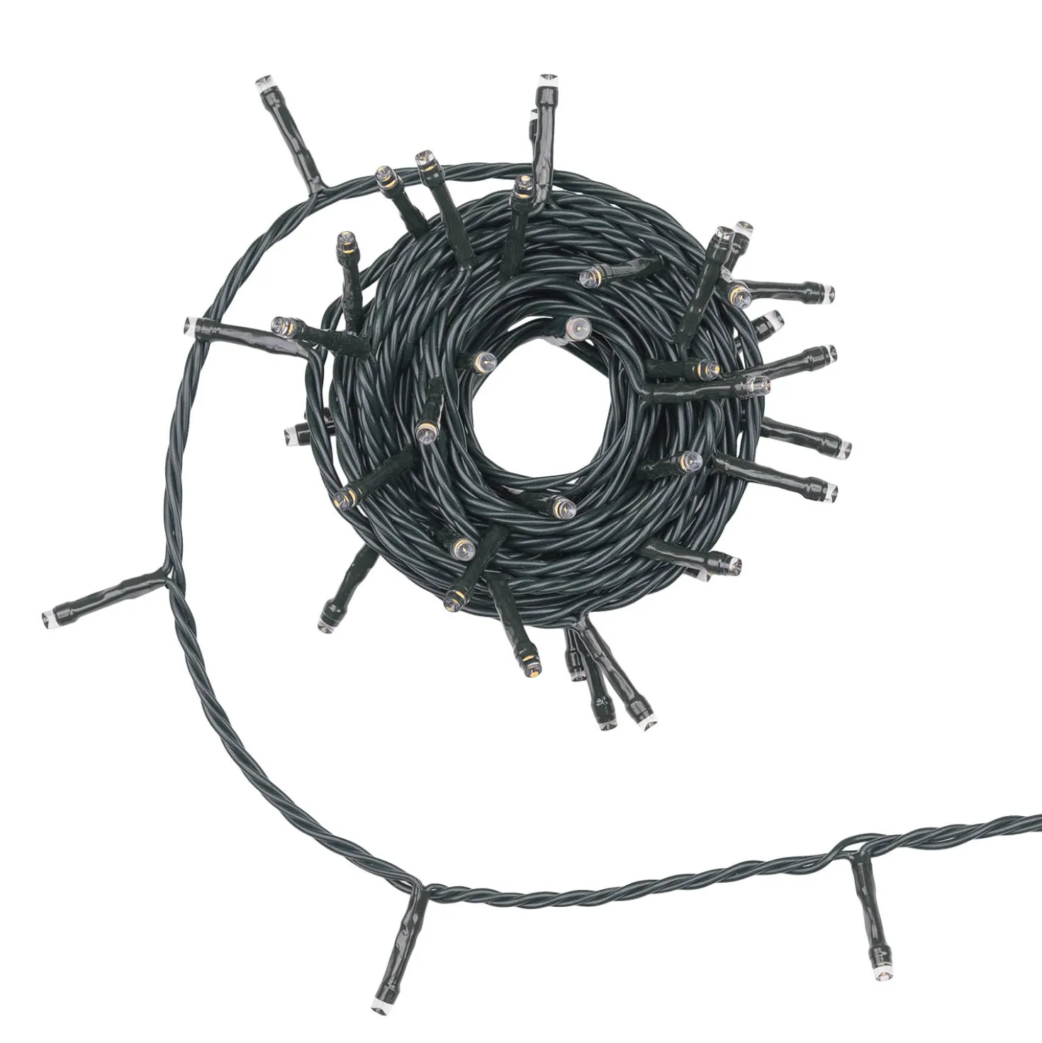 Catena Connect+ 8 m, 80 led bianco freddo, cavo verde, prolungabile