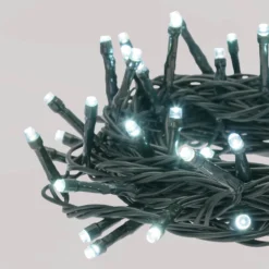 Catena Connect+ 8 m, 80 led bianco freddo, cavo verde, prolungabile
