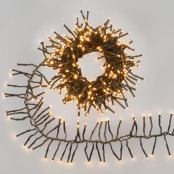 Catena Festone Connect+ 3 m, 300 led bianco caldo, cavo verde, prolungabile