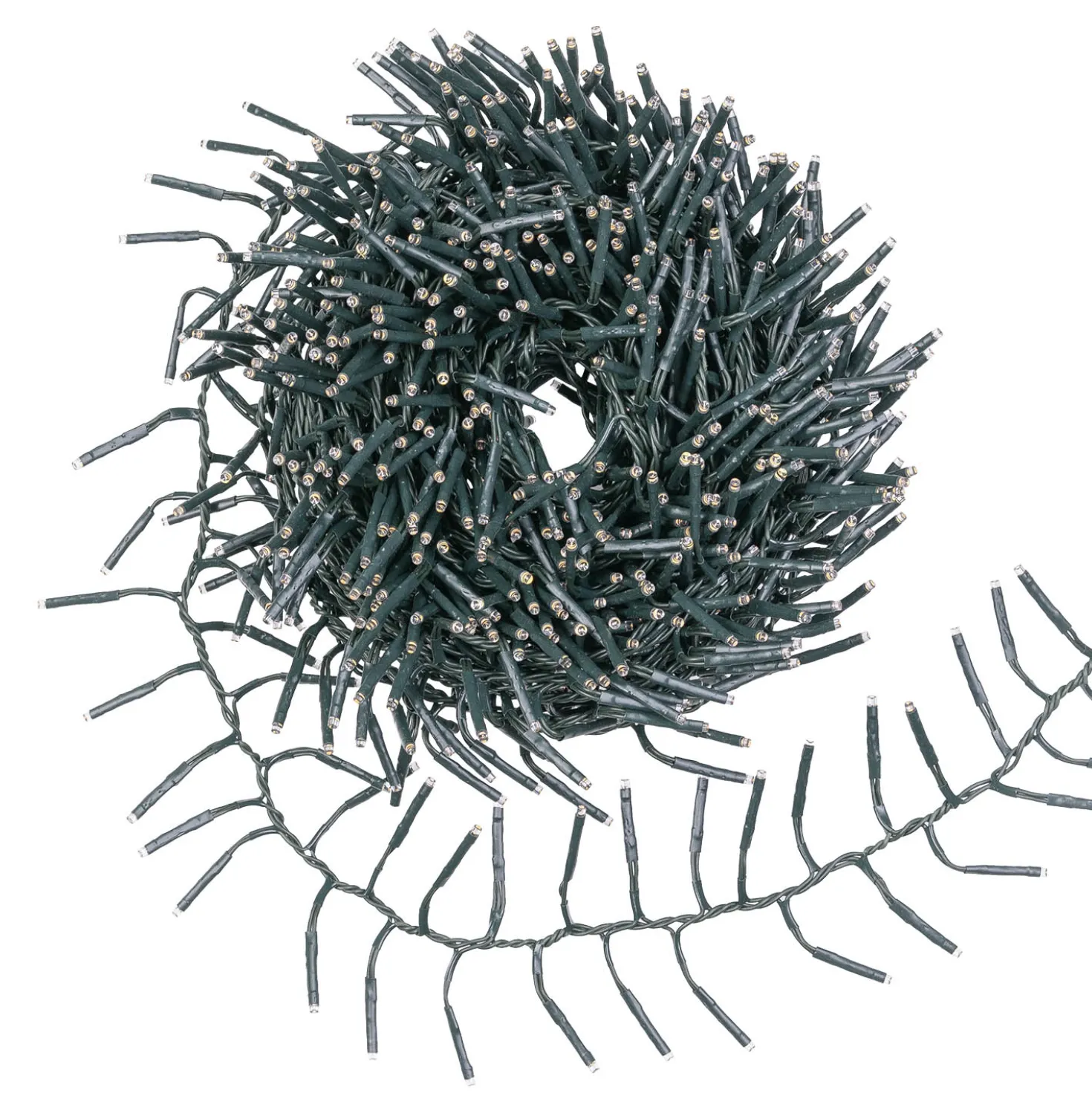 Catena Festone 15 m, 1000 miniled bianco caldo e bianco freddo, cavo verde