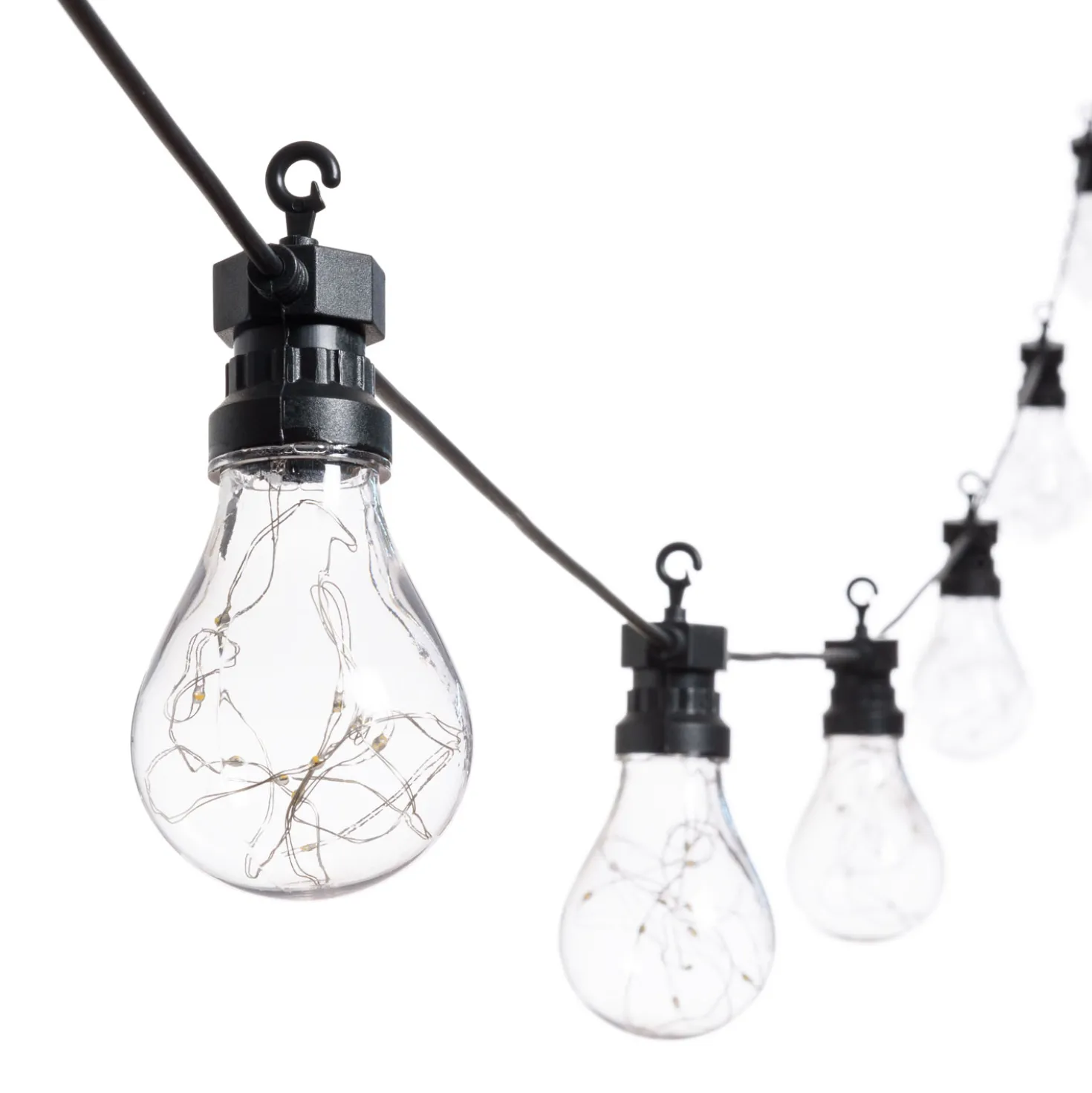 Catena 20 lampadine vintage led bianco caldo, Ø 67 mm