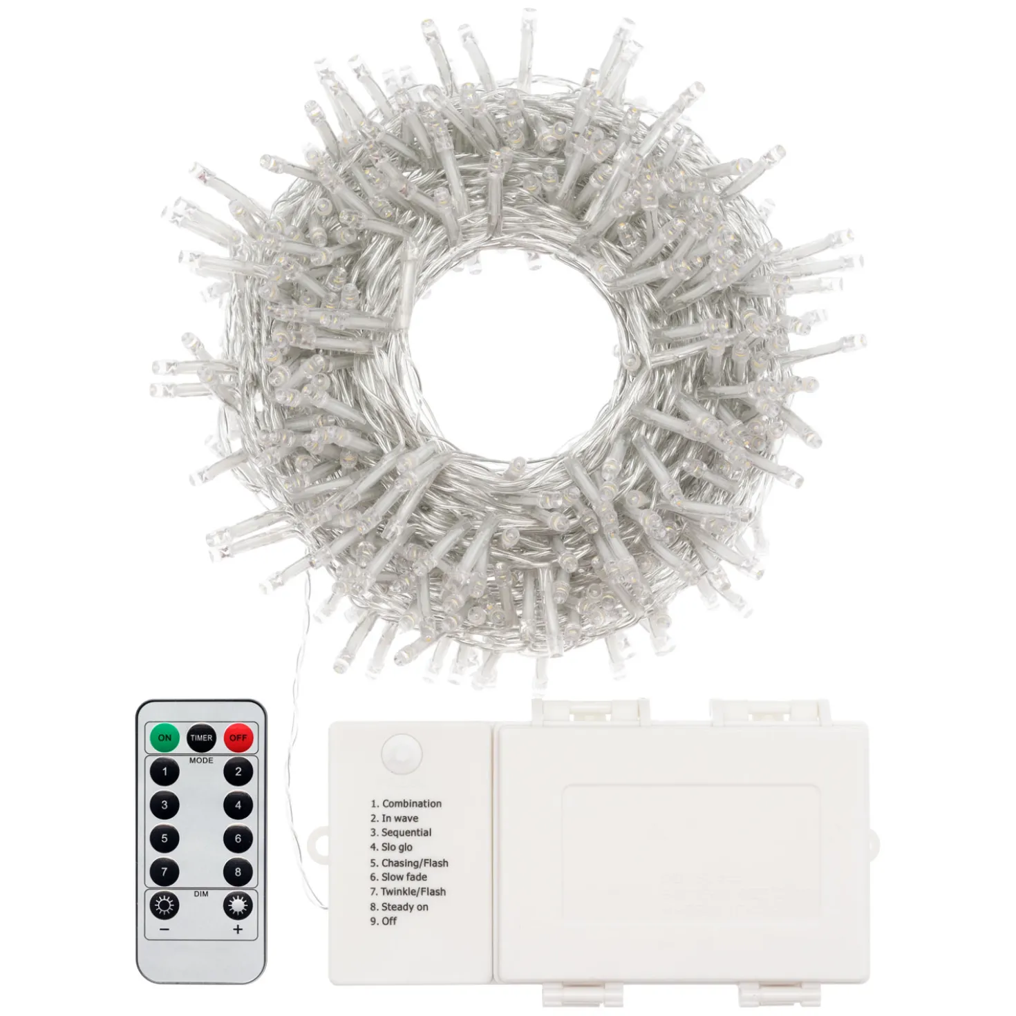 Catena luminosa a batteria, 500 led bianco caldo