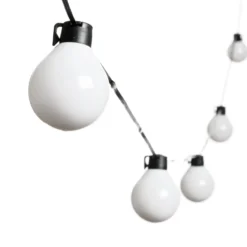 Catena 10 m con cavo illuminato, 25 lampadine bianche, led bianco caldo, cavo nero