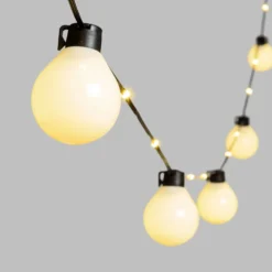 Catena 10 m con cavo illuminato, 25 lampadine bianche, led bianco caldo, cavo nero