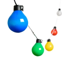 Catena 10 m con cavo illuminato, 25 lampadine multicolor, led bianco caldo, cavo nero