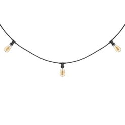 Catena 5 m, 5 lampadine Edison Ø 64 mm di 4 Watt, led a spirale, cavo nero, prolungabile
