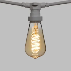 Catena 5 m, 16 lampadine Edison Ø 64 mm di 4 Watt, led a spirale, cavo bianco, prolungabile