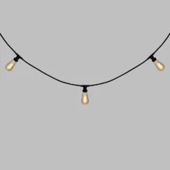 Catena 5 m, 8 lampadine Edison Ø 64 mm di 4 Watt, led a spirale, cavo nero, prolungabile