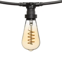 Catena 5 m, 16 lampadine Edison Ø 64 mm di 4 Watt, led a spirale, cavo nero, prolungabile