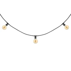 Catena 5 m, 16 lampadine globo Ø 95 mm di 4 Watt, led a spirale, cavo nero, prolungabile