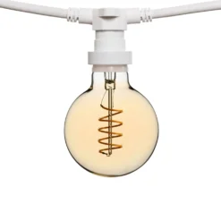Catena 5 m, 8 lampadine globo Ø 95 mm di 4 Watt, led a spirale, cavo bianco, prolungabile