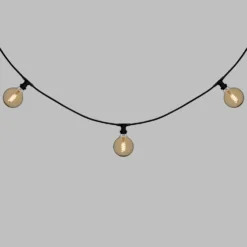 Catena 5 m, 8 lampadine globo Ø 125 mm di 4 Watt, led a spirale, cavo nero, prolungabile