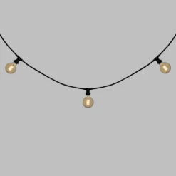 Catena 5 m, 8 lampadine globo Ø 95 mm di 4 Watt, led a spirale, cavo nero, prolungabile
