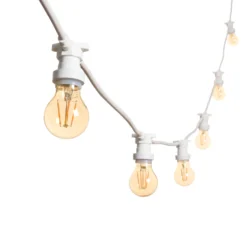 Catena 5 m, 16 lampadine goccia Ø 67 mm led di 8 Watt, dimmerabili, cavo bianco, prolungabile