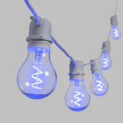 Catena 5 m, 10 lampadine goccia Ø 60 mm, led blu a spirale, prolungabile