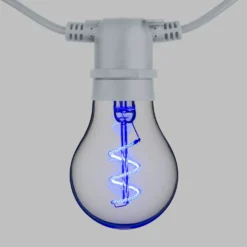Catena 5 m, 10 lampadine goccia Ø 60 mm, led blu a spirale, prolungabile