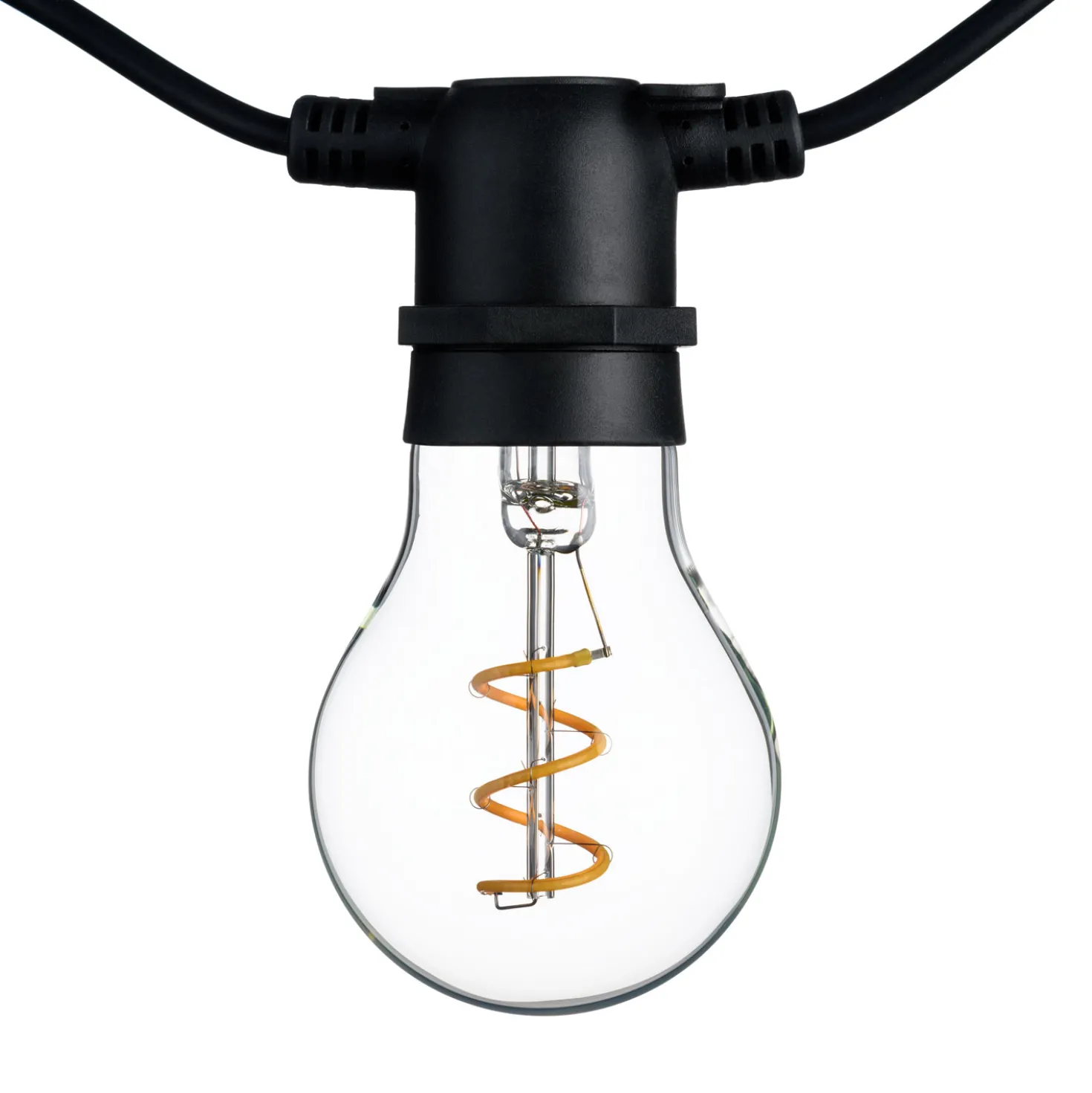 Catena 5 m, 10 lampadine goccia Ø 60 mm, led bianco caldo a spirale, prolungabile