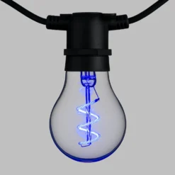 Catena 5 m, 10 lampadine goccia Ø 60 mm, led blu a spirale, prolungabile