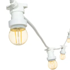 Catena 5 m. 5 lampadine led a globo Ø 45 mm di 2 Watt, cavo bianco, prolungabile