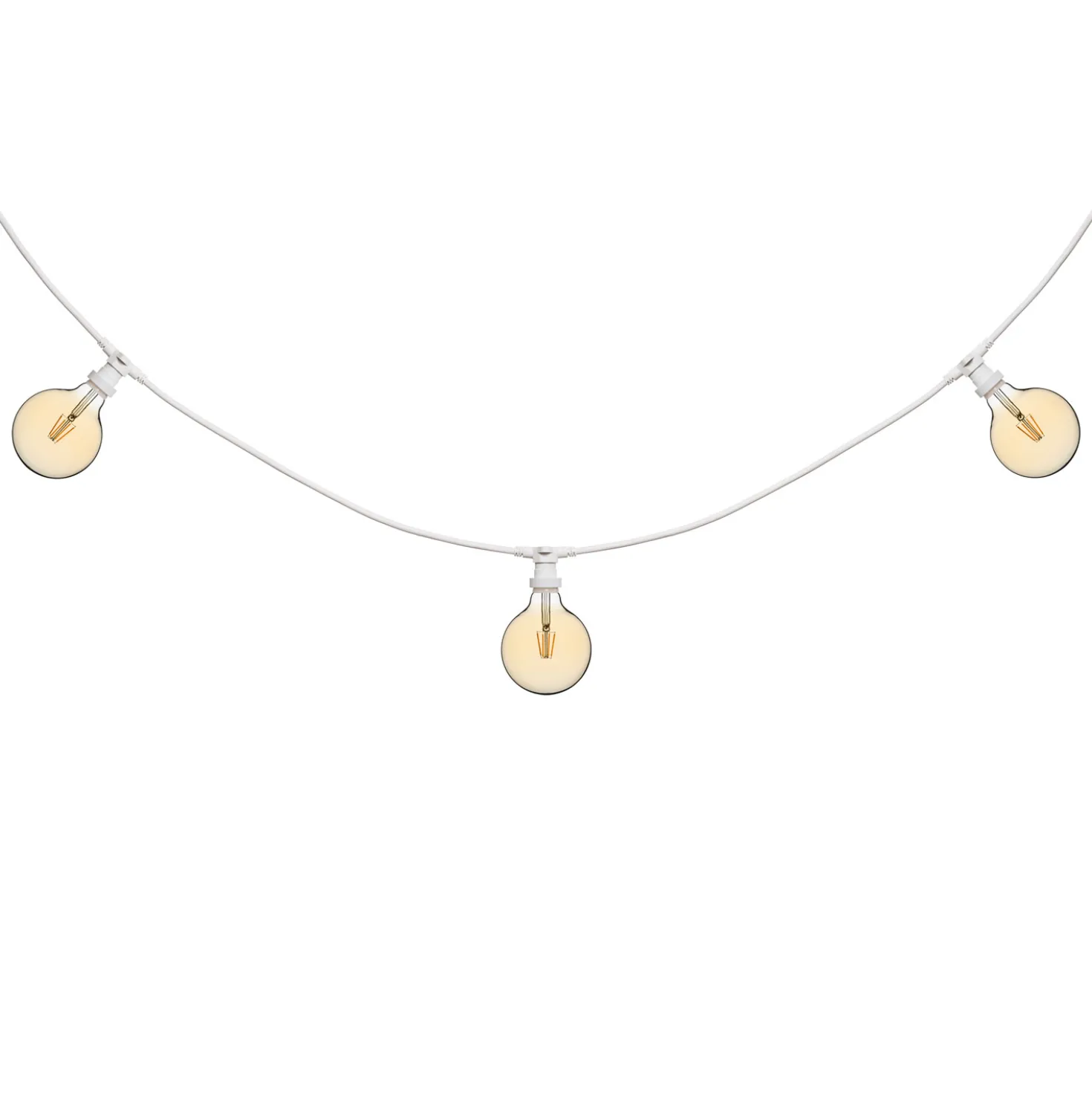 Catena 5 m, 5 lampadine led a globo Ø 125 mm di 4 Watt, cavo bianco, prolungabile
