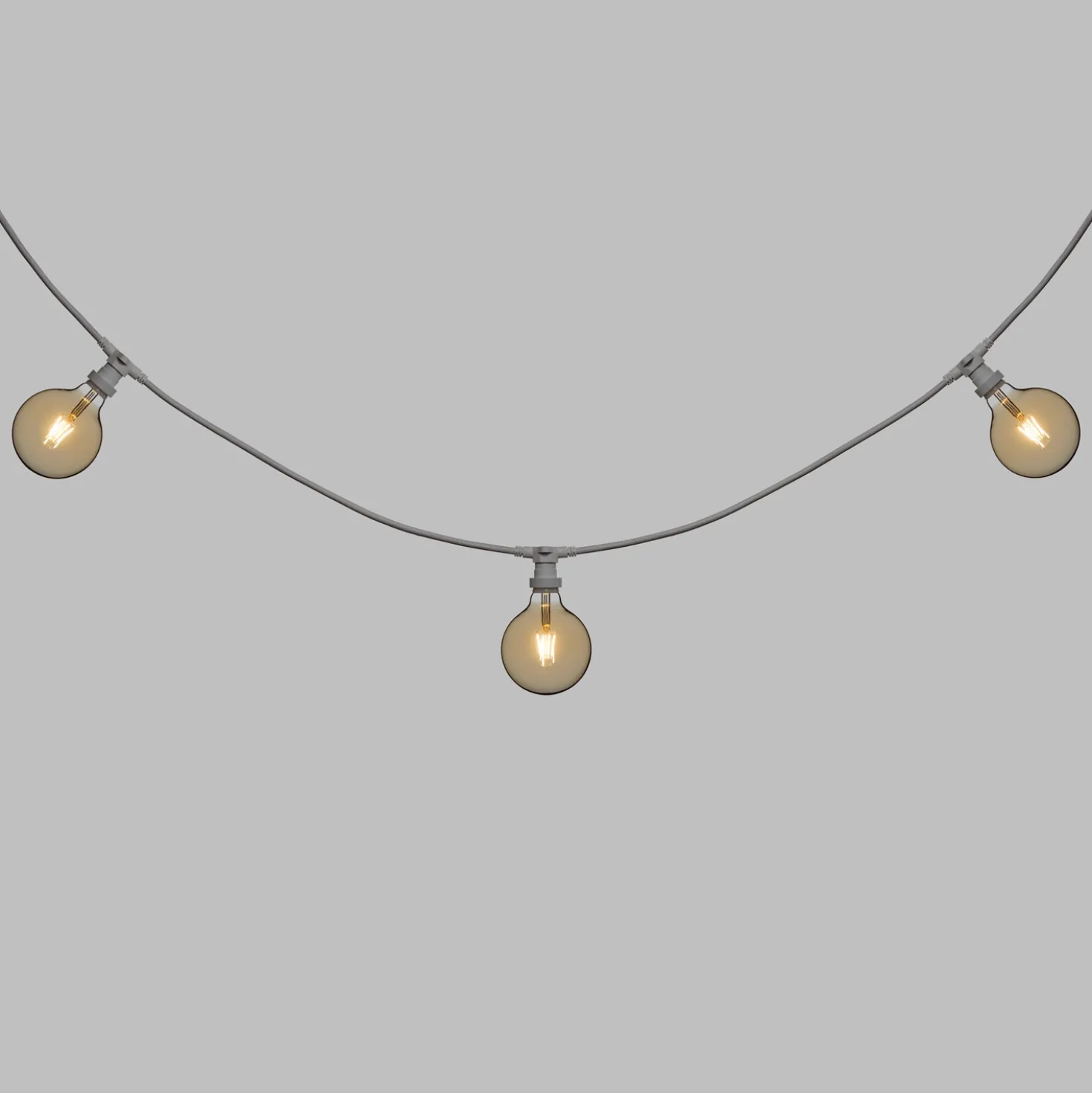 Catena 5 m, 5 lampadine led a globo Ø 125 mm di 4 Watt, cavo bianco, prolungabile