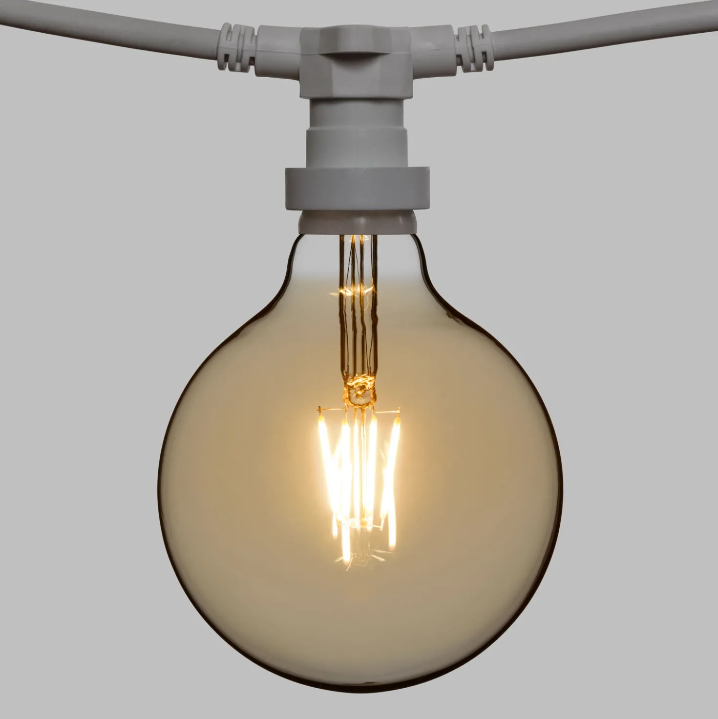 Catena 5 m, 5 lampadine led a globo Ø 125 mm di 4 Watt, cavo bianco, prolungabile